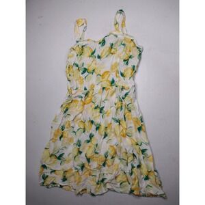 Girls Yellow Lemon Print Smocked‎ Sundress Girls Size 12